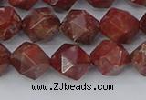 COJ1008 15.5 inches 10mm faceted nuggets pomegranate jasper beads