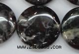 COJ37 15.5 inches 30mm flat round blood jasper gemstone beads