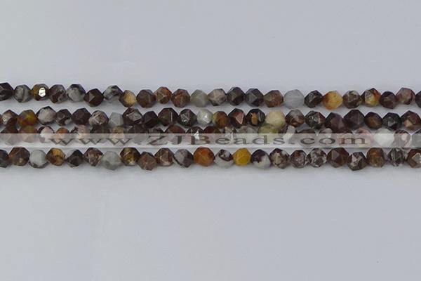 COJ371 15.5 inches 6mm faceted nuggets outback jasper beads