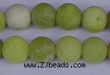 COJ404 15.5 inches 12mm round matte olive jade beads wholesale