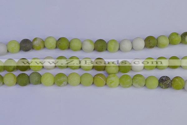 COJ405 15.5 inches 14mm round matte olive jade beads wholesale