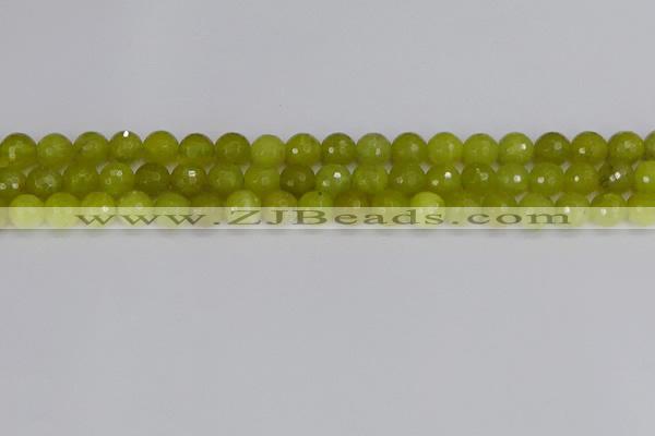 COJ410 15.5 inches 8mm faceted round olive jade beads