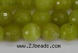 COJ411 15.5 inches 10mm faceted round olive jade beads