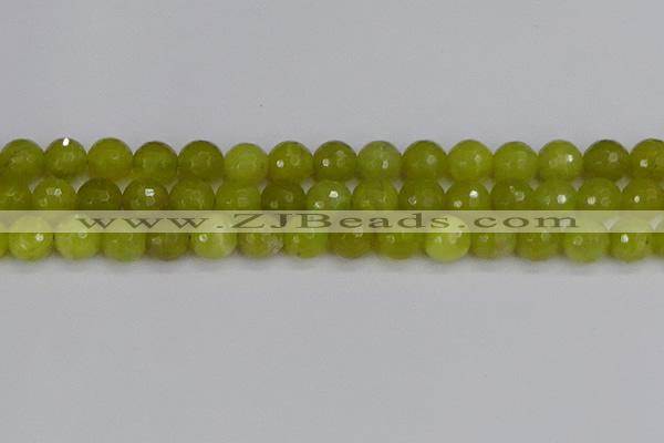 COJ412 15.5 inches 12mm faceted round olive jade beads