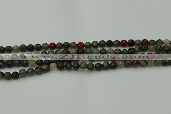 COJ460 15.5 inches 4mm faceted round blood jasper beads wholesale