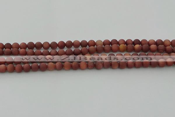 COJ471 15.5 inches 6mm round matte African blood jasper beads