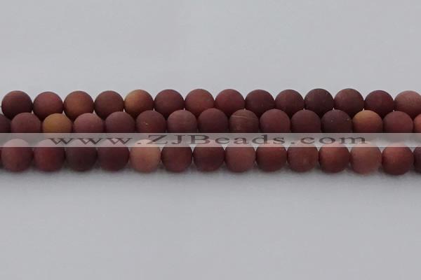 COJ474 15.5 inches 12mm round matte African blood jasper beads