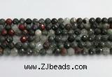 COJ485 15.5 inches 8mm faceted round blood jasper beads wholesale