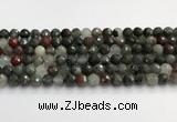 COJ486 15.5 inches 10mm faceted round blood jasper beads wholesale