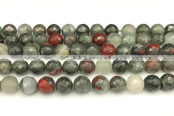 COJ497 15 inches 10mm faceted round blood jasper beads