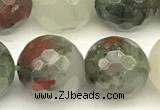 COJ498 15 inches 12mm faceted round blood jasper beads