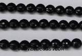 CON14 15.5 inches 7mm faceted round black onyx gemstone beads