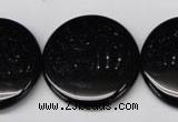 CON48 15.5 inches 28mm flat round black onyx gemstone beads