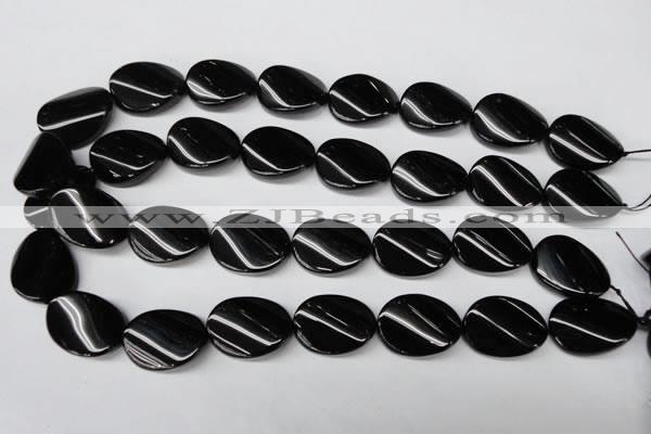 CON58 15.5 inches 18*25mm twisted oval black onyx gemstone beads