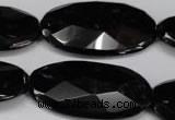 CON69 15.5 inches 20*40mm faceted oval black onyx gemstone beads