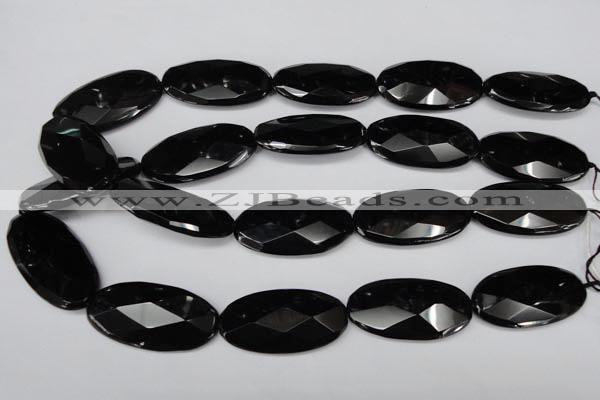 CON69 15.5 inches 20*40mm faceted oval black onyx gemstone beads