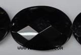 CON70 15.5 inches 30*40mm faceted oval black onyx gemstone beads