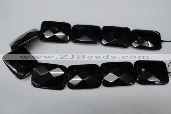 CON94 15.5 inches 30*40mm faceted rectangle black onyx gemstone beads