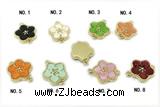 CONN03 14mm copper flower connector pave resin gold plated