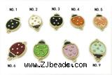 CONN06 13*18mm copper ladybug connector resin gold plated