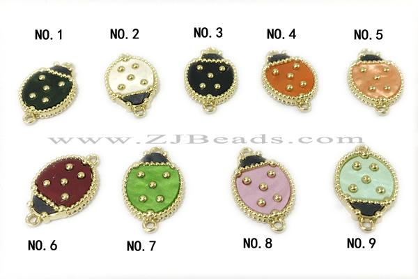 CONN06 13*18mm copper ladybug connector resin gold plated