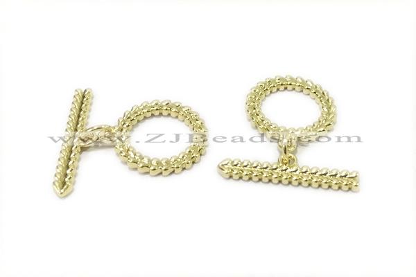 CONN09 3*21mm, 15-16mm copper toggle clasp gold plated