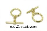 CONN19 2*21mm, 15mm copper toggle clasp gold plated