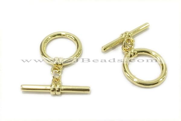 CONN19 2*21mm, 15mm copper toggle clasp gold plated