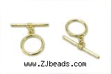 CONN20 2*21mm, 15mm copper toggle clasp gold plated