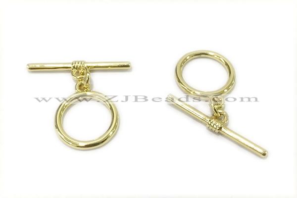 CONN20 2*21mm, 15mm copper toggle clasp gold plated