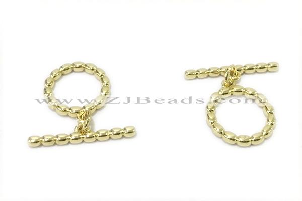 CONN24 2*21mm, 15mm copper toggle clasp gold plated