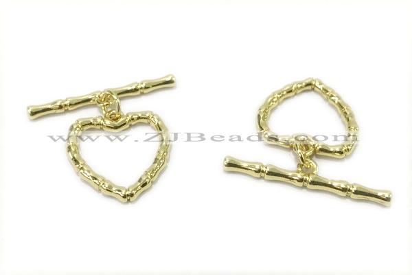 CONN25 2*21mm, 15mm copper toggle clasp gold plated