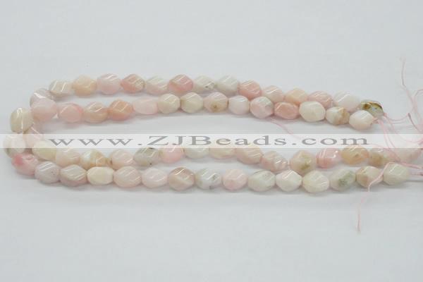 COP06 15.5 inches 9*12mm twisted rice natural pink opal beads wholesale