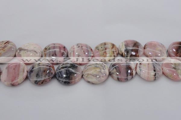 COP1265 15.5 inches 20mm flat round natural pink opal gemstone beads