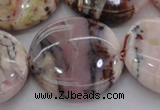 COP1269 15.5 inches 35mm flat round natural pink opal gemstone beads