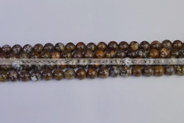 COP1373 15.5 inches 10mm round fire lace opal beads wholesale