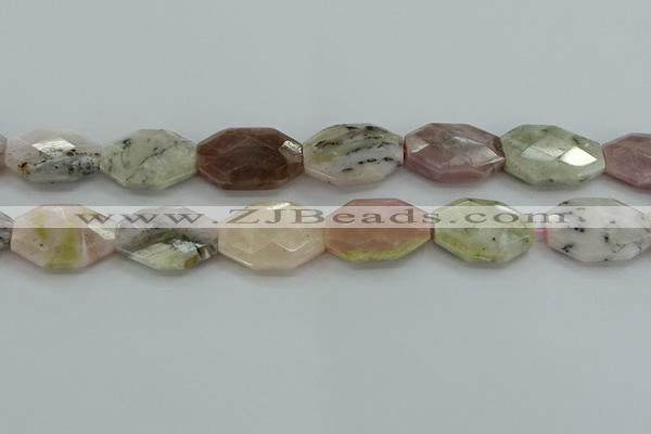 COP1493 15.5 inches 22*30mm faceted freeform natural pink opal beads