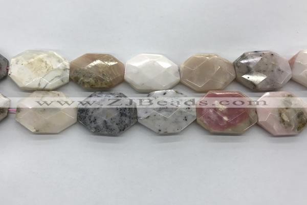 COP1498 25*32mm - 27*35mm faceted octagonal natural pink opal beads