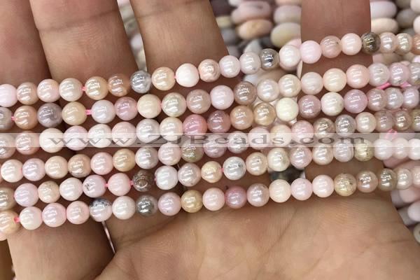 COP1540 15.5 inches 4mm round AB-color natural pink opal beads