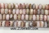 COP1554 15.5 inches 6*13mm - 8*14mm faceted tyre natural pink opal beads