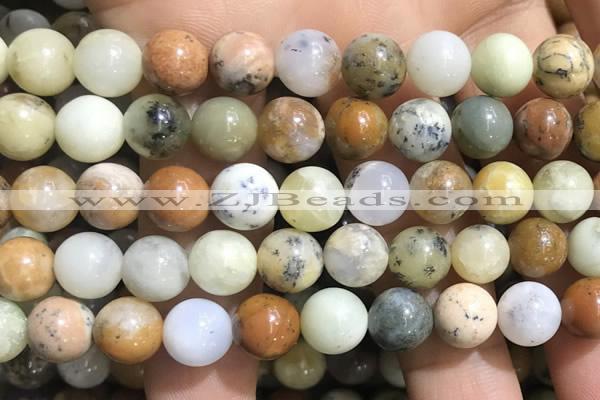 COP1570 15.5 inches 12mm round yellow moss opal beads wholesale