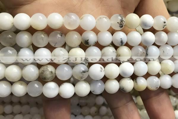 COP1585 15.5 inches 8mm round white opal gemstone beads