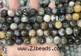 COP1611 15.5 inches 10mm faceted round moss opal beads