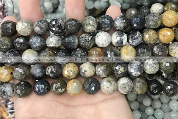 COP1611 15.5 inches 10mm faceted round moss opal beads