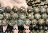 COP1646 15.5 inches 20mm faceted round green opal gemstone beads