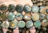 COP1648 15.5 inches 20mm flat round green opal gemstone beads