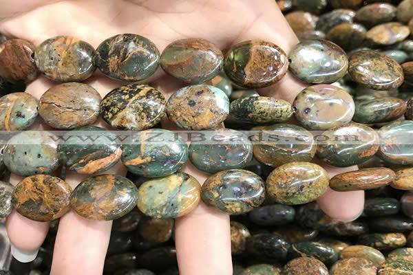 COP1653 15.5 inches 13*18mm oval green opal gemstone beads