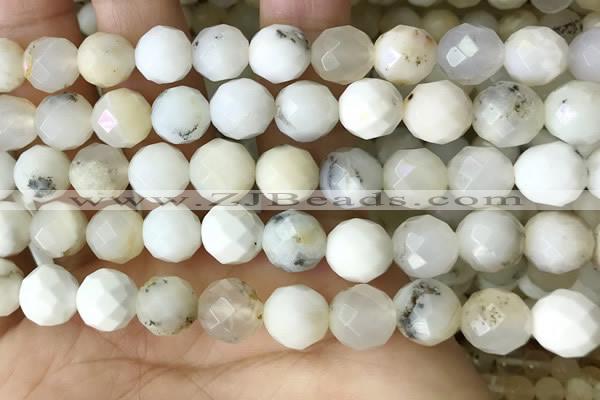 COP1668 15.5 inches 10mm faceted round white opal beads