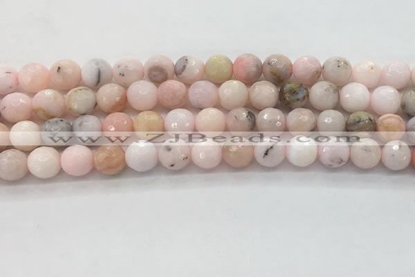 COP1712 15.5 inches 8mm faceted round natural pink opal beads