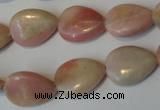 COP173 15.5 inches 13*18mm flat teardrop pink opal gemstone beads